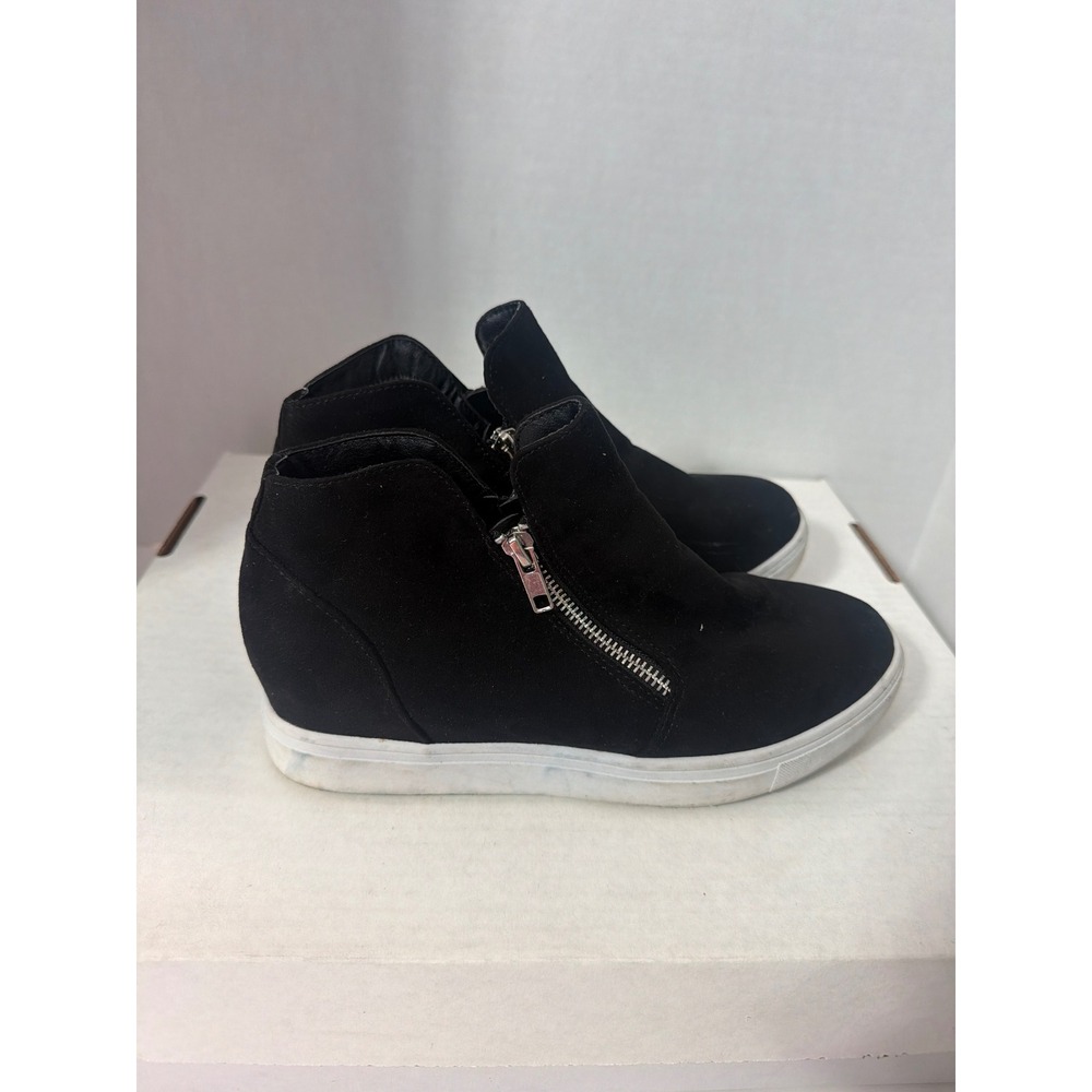 Cushionaire Hart Black Wedge Sneakers Side Zip High Top Shoes Women 8M - Picture 4 of 8